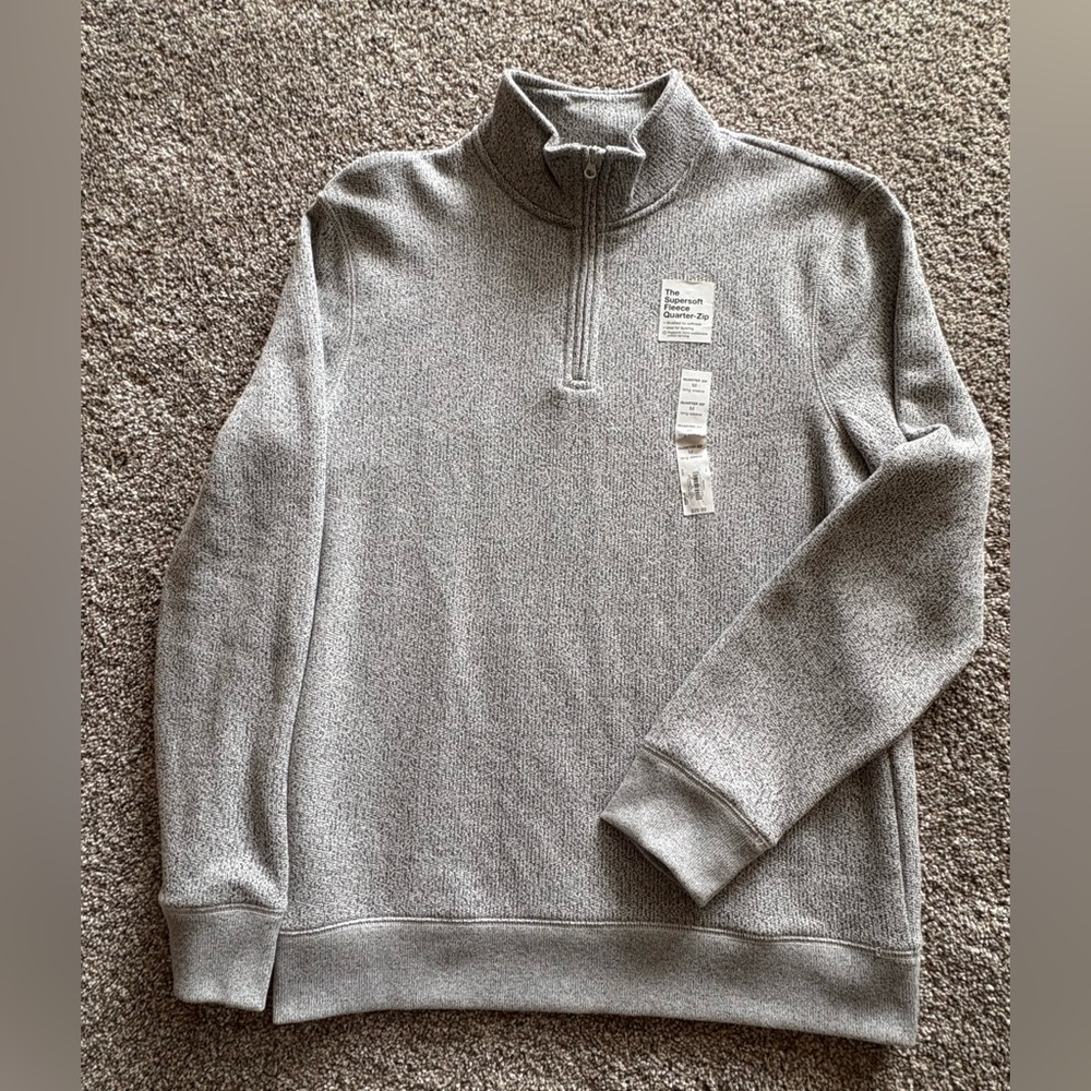 Men's Quarter-Zip Knit Pullover Sweater - Gray